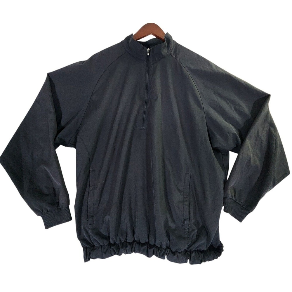 FootJoy 1/2 Zip Windbreaker Jacket Men's Medium Black Solid Athleisure Golf Rain